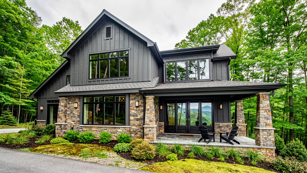 Professional window cleaning on luxury residential home